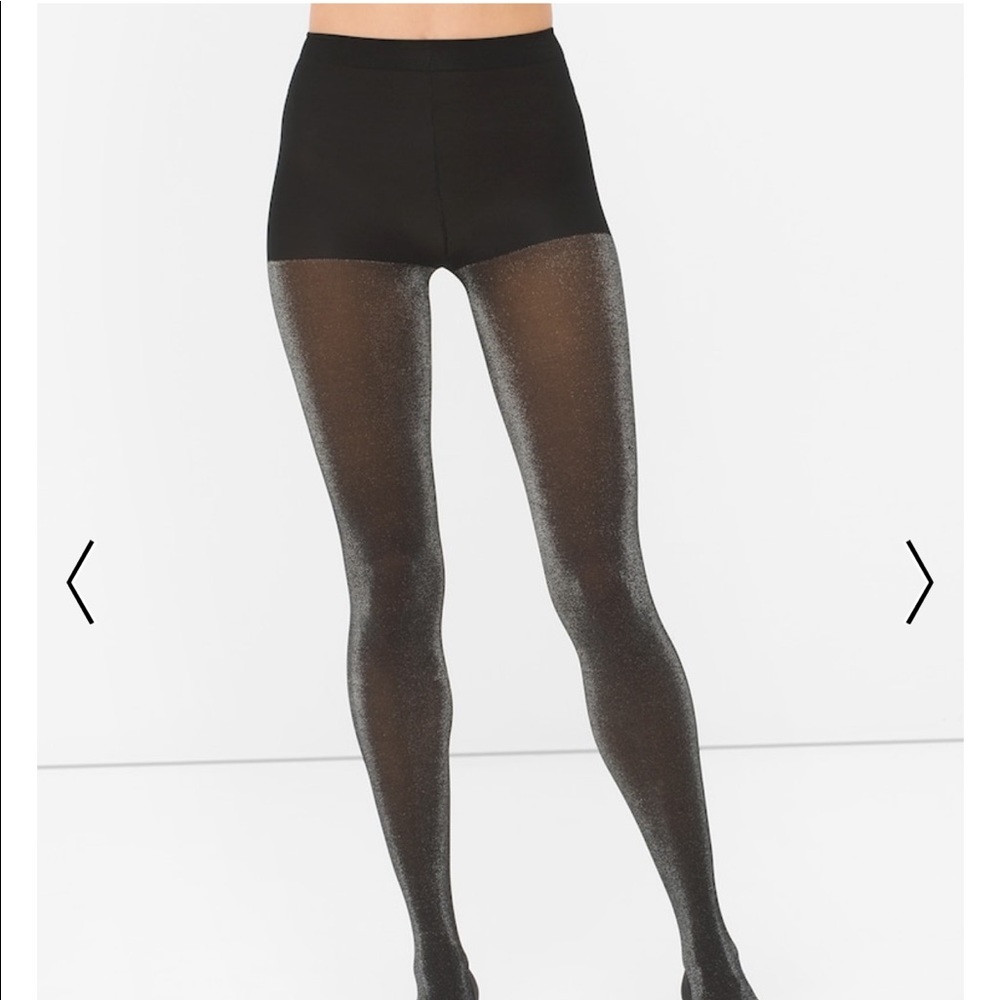 WHBM SILVER SHIMMER OPAQUE TIGHTS (NWT) - Picture 2 of 3